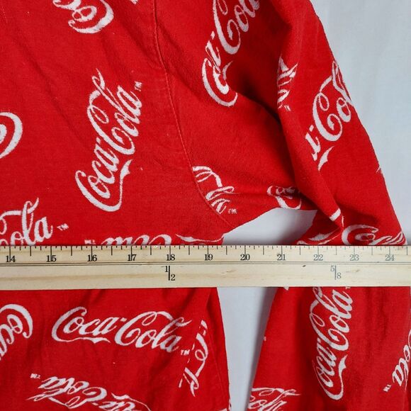 Coca-Cola Men’s Medium Red All-Over Logo Button-Up Shirt Vintage Promo - Picture 6 of 9
